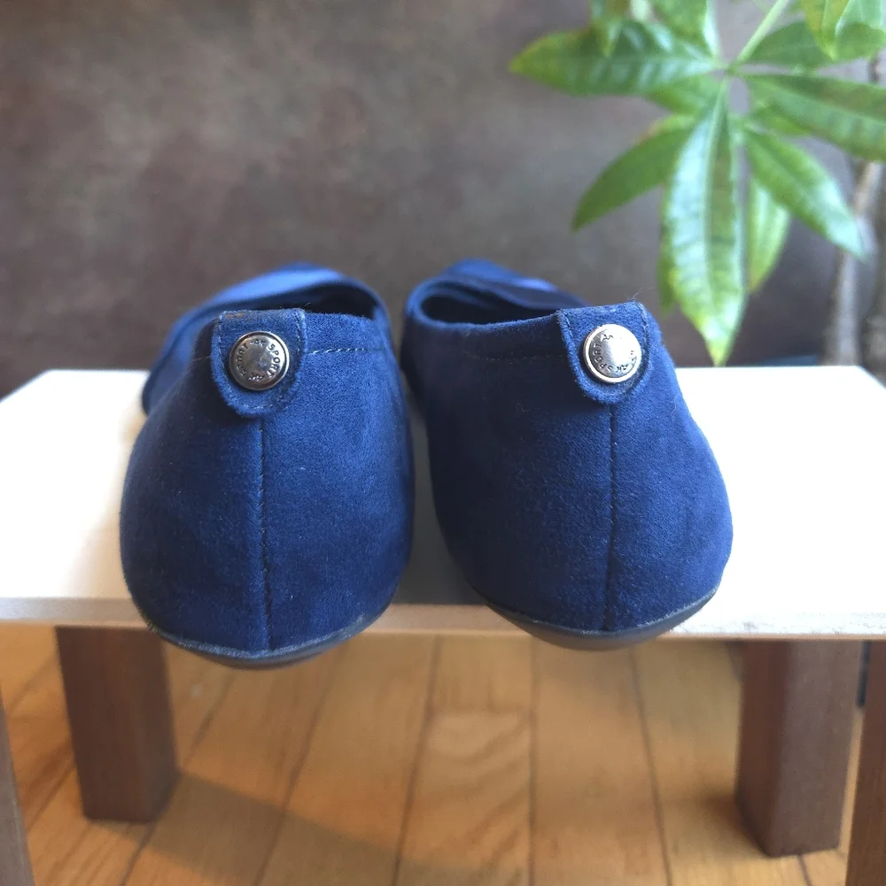 Suede Ballet Flats In Navy - Picture 4 of 7